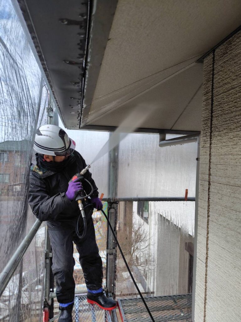 高圧洗浄の工程