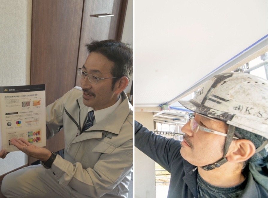 打ち合わせと施工の場面を並べたイメージ写真