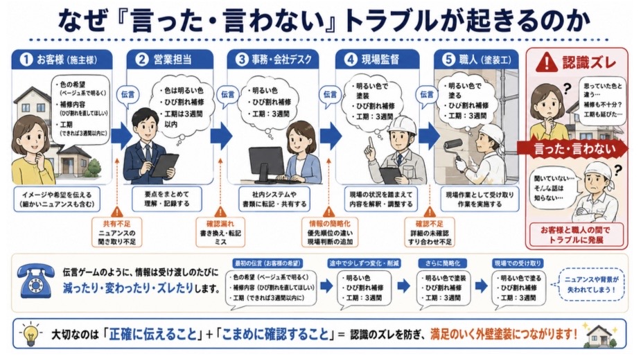 伝言ゲームのイメージ図